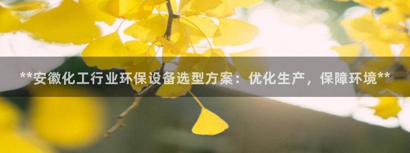 亿万网络：**安徽化工行业环保设备选型方案：优化生产，保障环境**